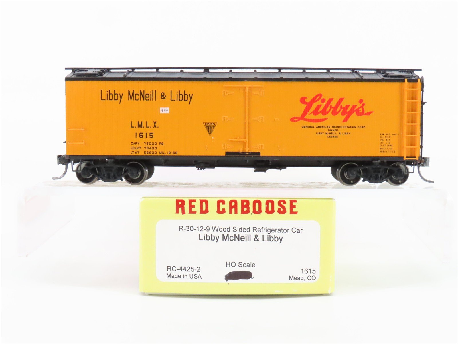 HO Scale Red Caboose RC-4425-2 LMLX Libby McNeill R-30-12-9 Reefer Car #1615
