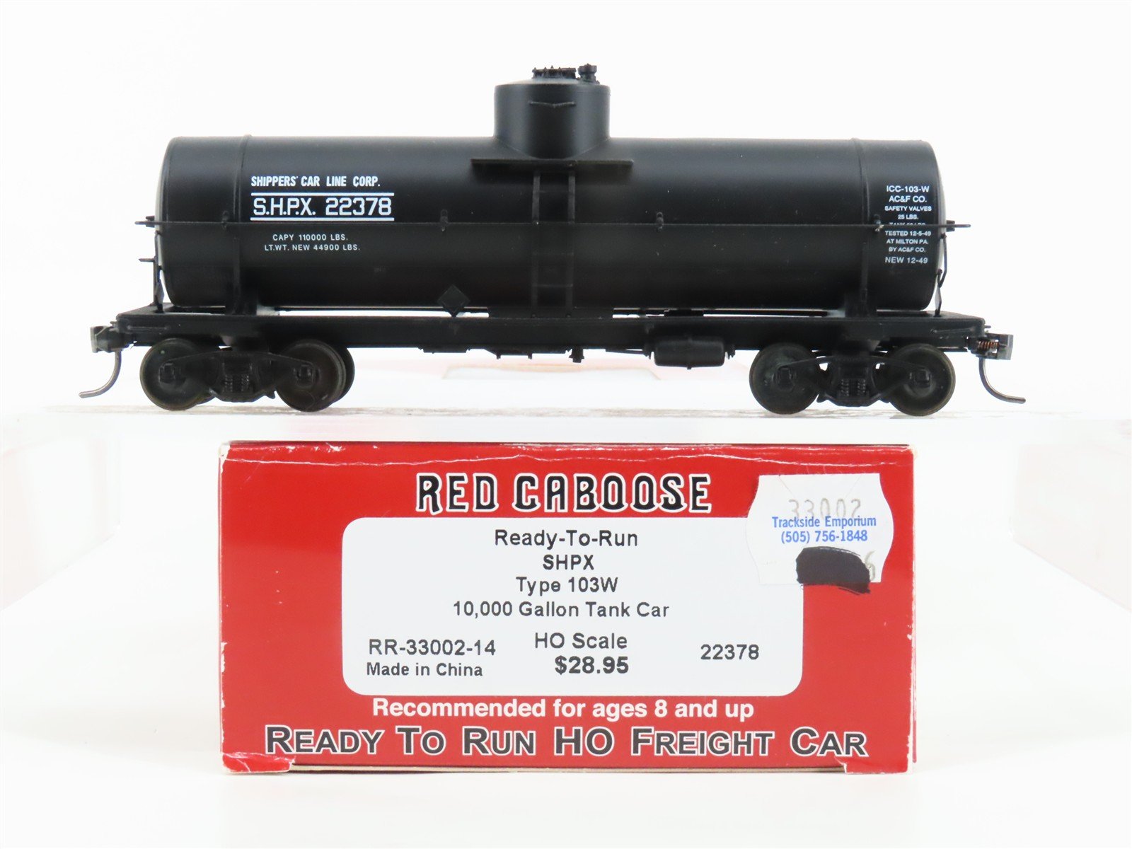 HO Scale Red Caboose RR-33002-14 SHPX Shippers Line 10k Gal Tankcar #22378