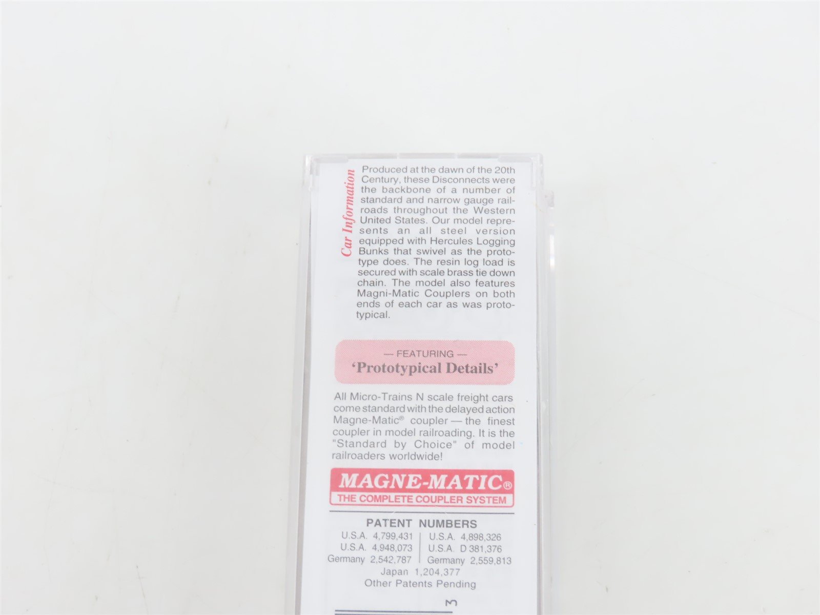 N Scale Micro-Trains MTL 11300720 Disconnect Log Car w/ Log Load