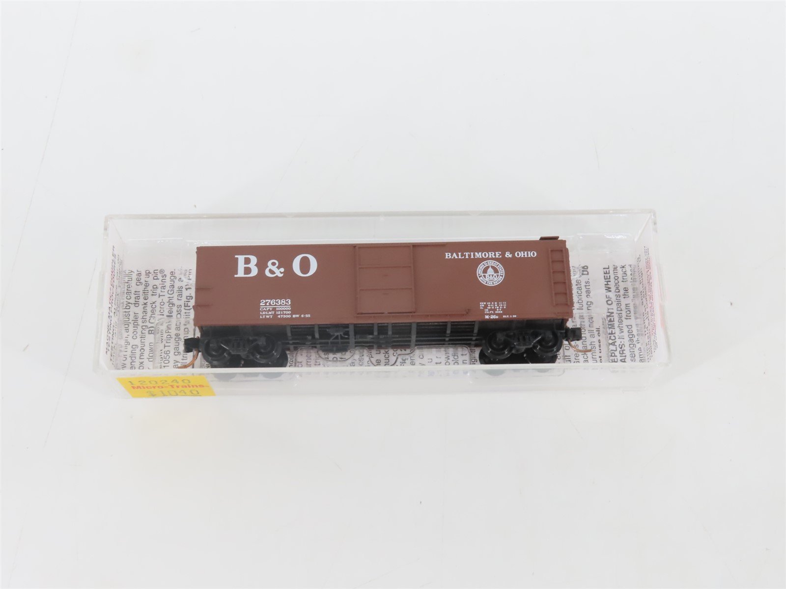 N Scale Micro-Trains MTL 120240 B&O Baltimore & Ohio 40' Box Car #276383