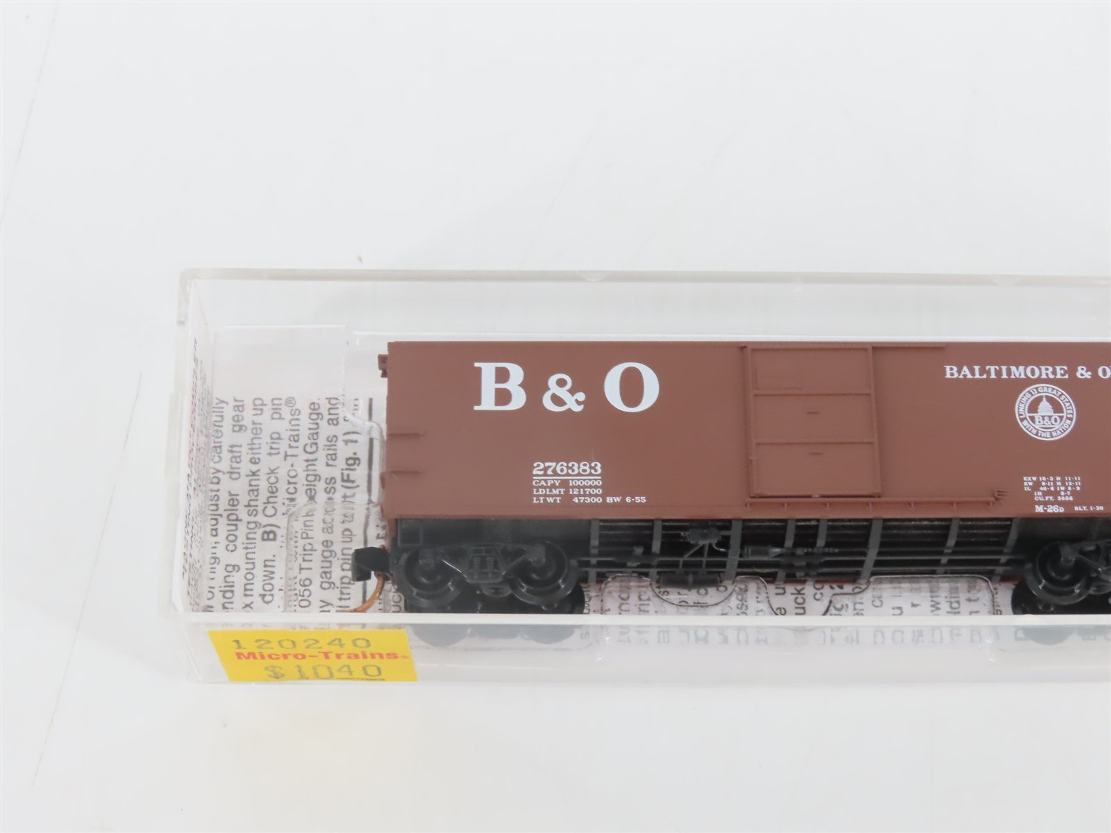 N Scale Micro-Trains MTL 120240 B&O Baltimore & Ohio 40' Box Car #276383