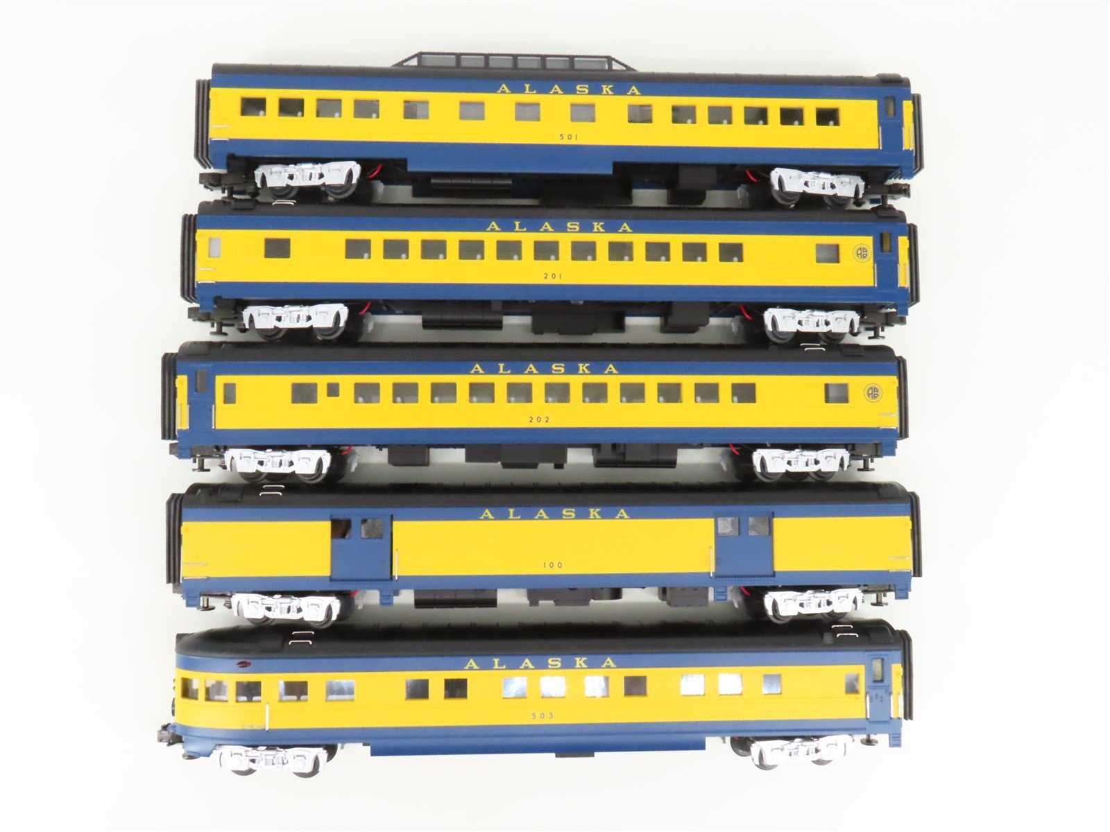 O Gauge 3-Rail MTH 20-6518 ARR Alaska 70' Streamlined Passenger 5-Car Set