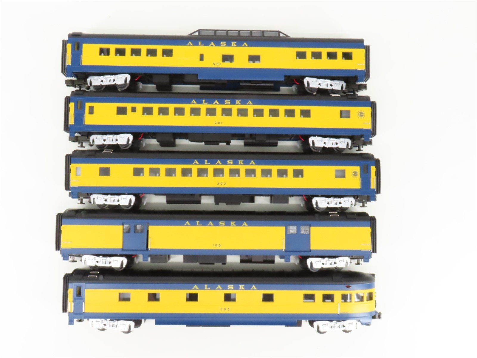 O Gauge 3-Rail MTH 20-6518 ARR Alaska 70' Streamlined Passenger 5-Car Set