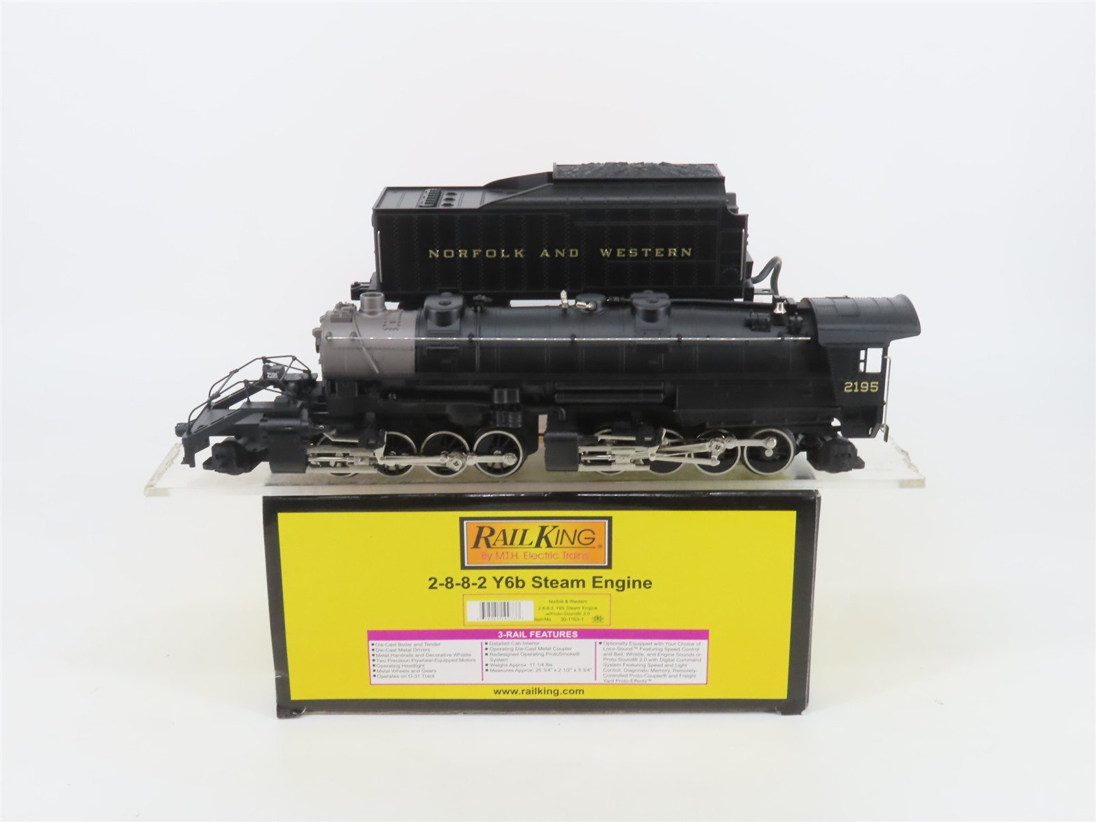 O Gauge 3-Rail MTH 30-1163-1 N&W Railway 2-8-8-2 Y6b Steam Loco #2195 w/Sound