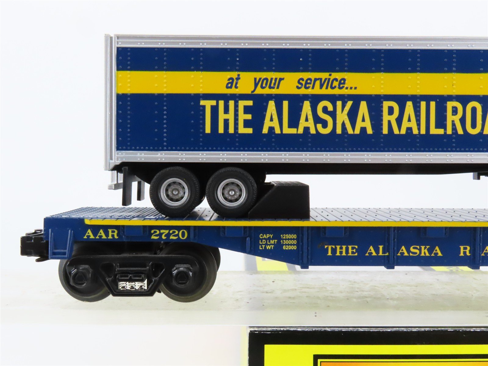 O27 Gauge 3-Rail MTH RailKing 30-76126 ARR Alaska TOFC Flat Car #2720 w/ Trailer