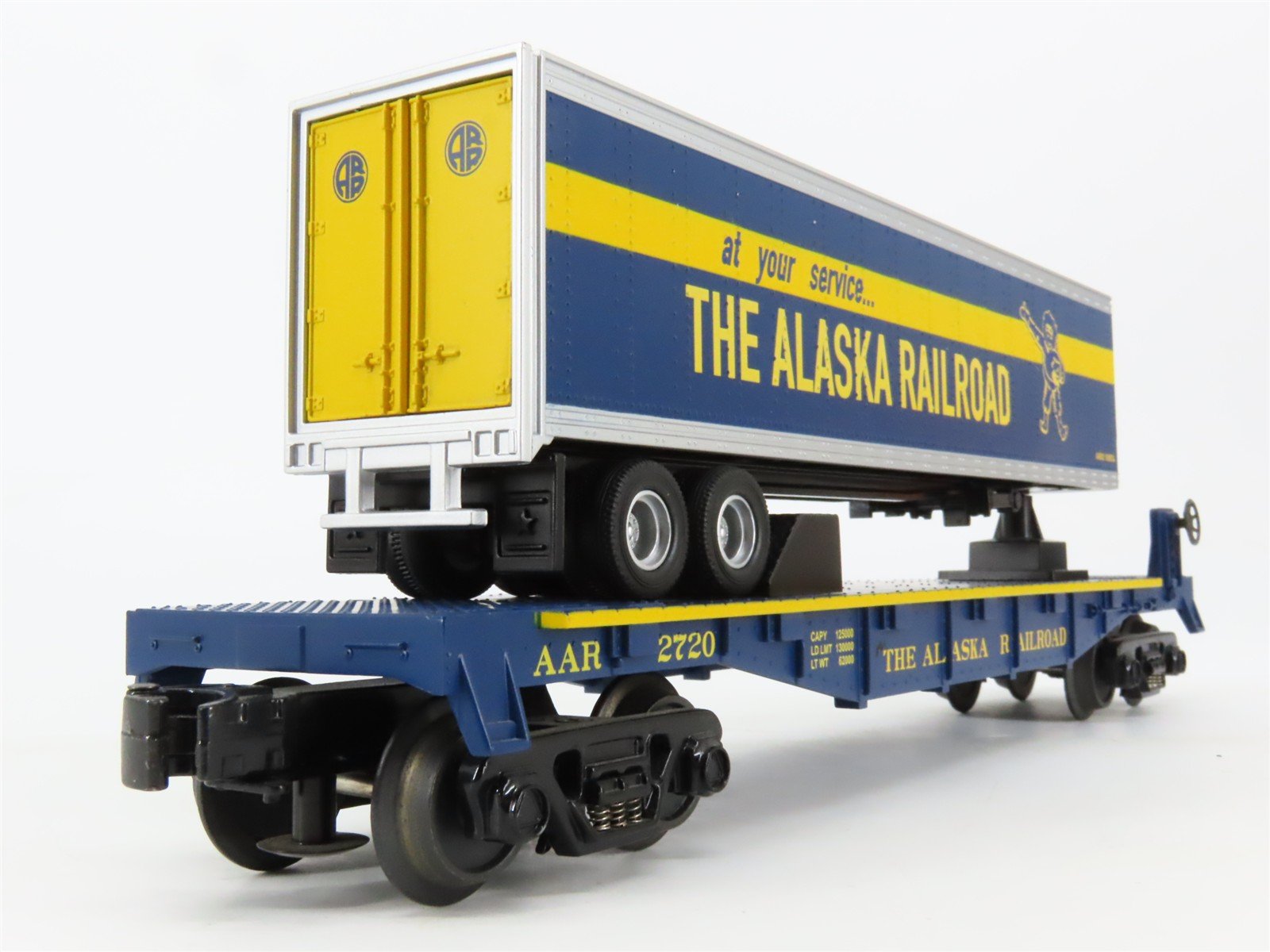 O27 Gauge 3-Rail MTH RailKing 30-76126 ARR Alaska TOFC Flat Car #2720 w/ Trailer