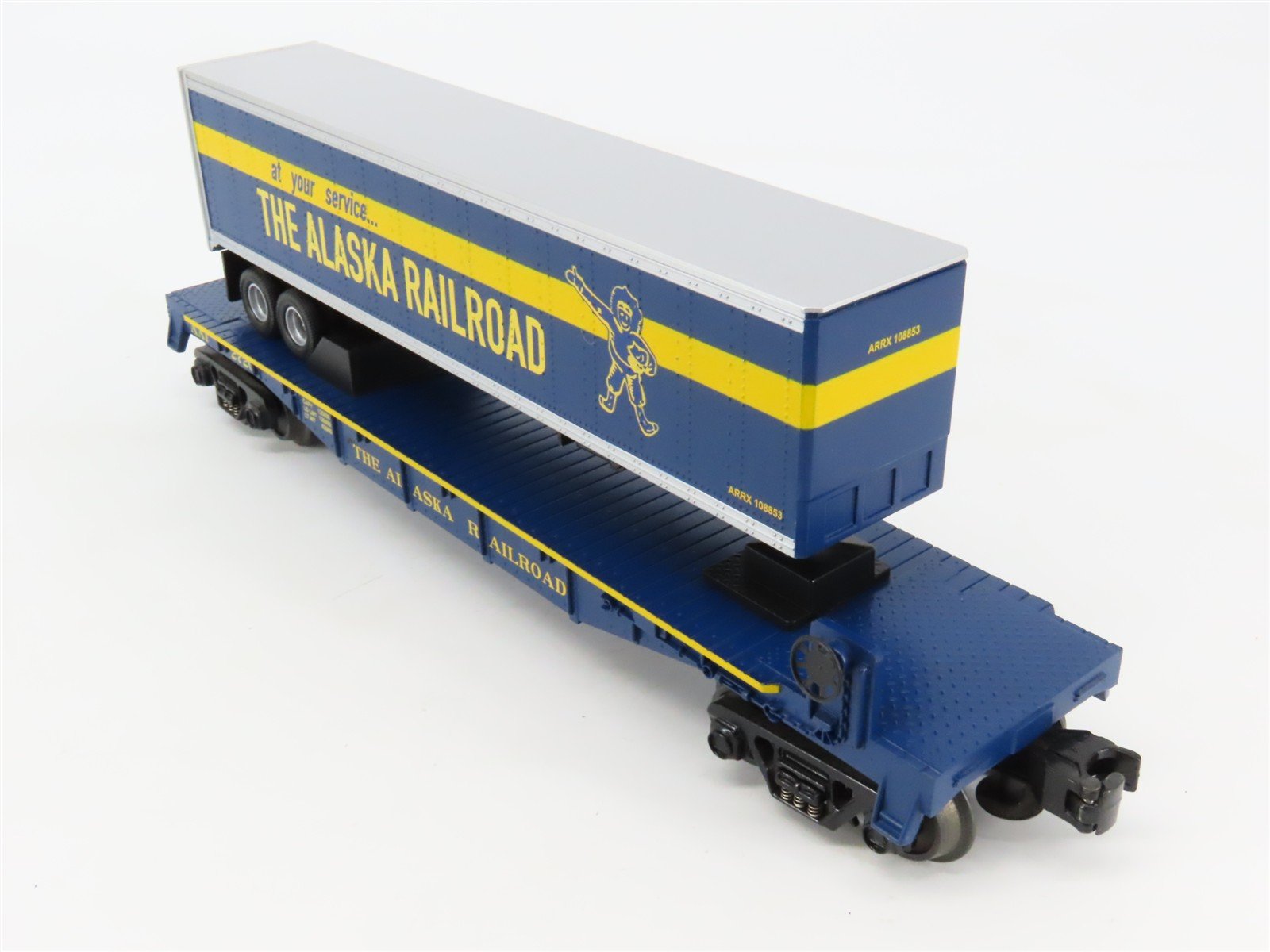 O27 Gauge 3-Rail MTH RailKing 30-76126 ARR Alaska TOFC Flat Car #2720 w/ Trailer
