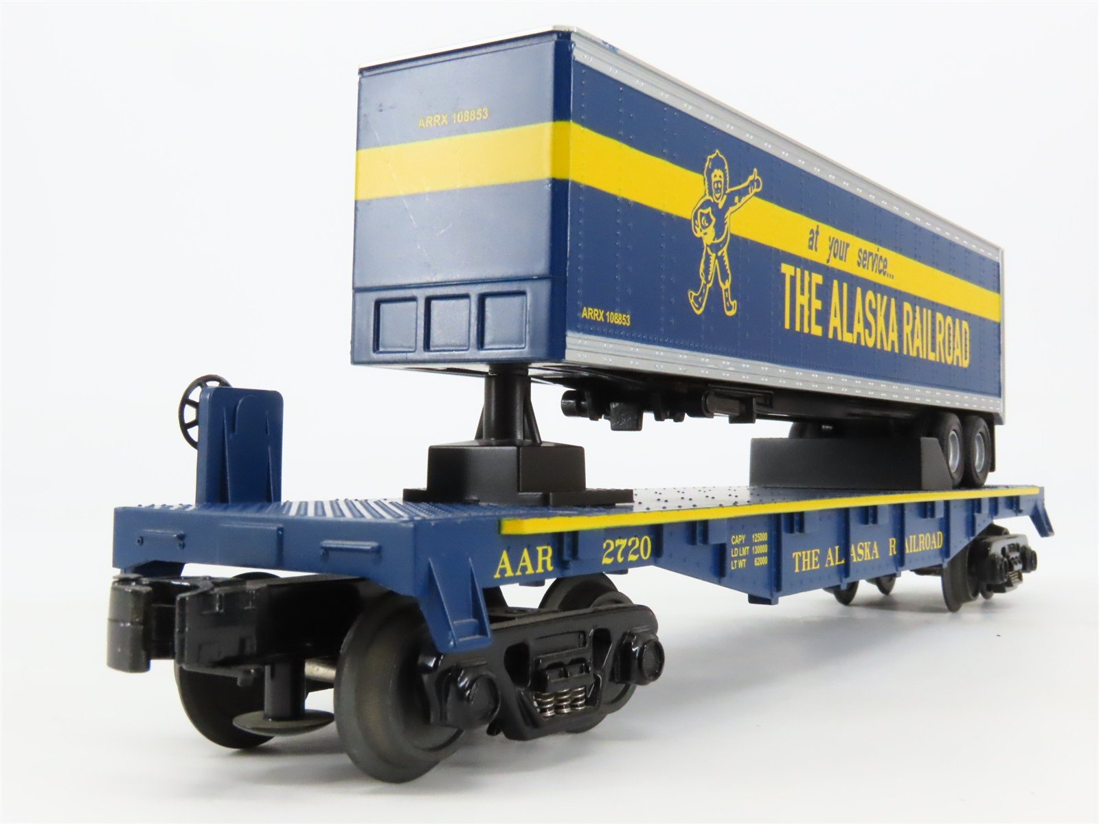 O27 Gauge 3-Rail MTH RailKing 30-76126 ARR Alaska TOFC Flat Car #2720 w/ Trailer