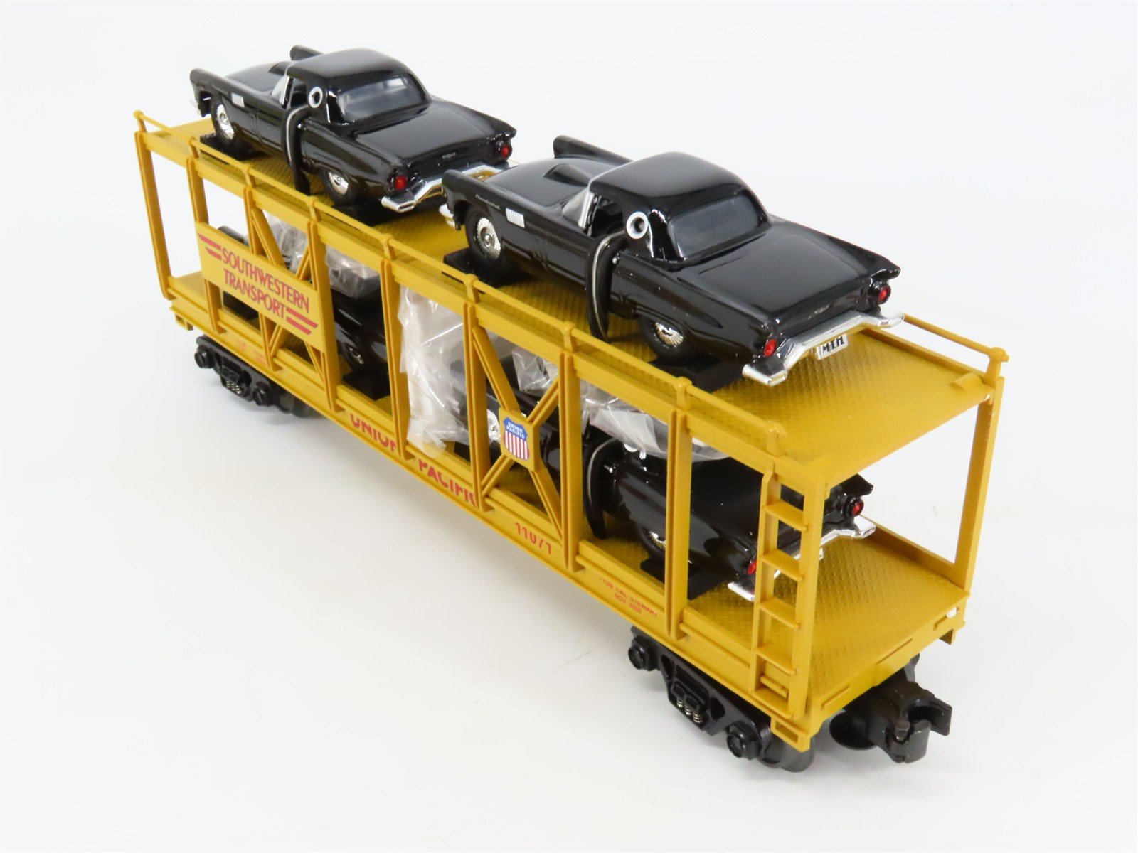 O27 Gauge 3-Rail MTH RailKing 30-7674 UP Auto Carrier #11071 w/ Ertl T-Birds