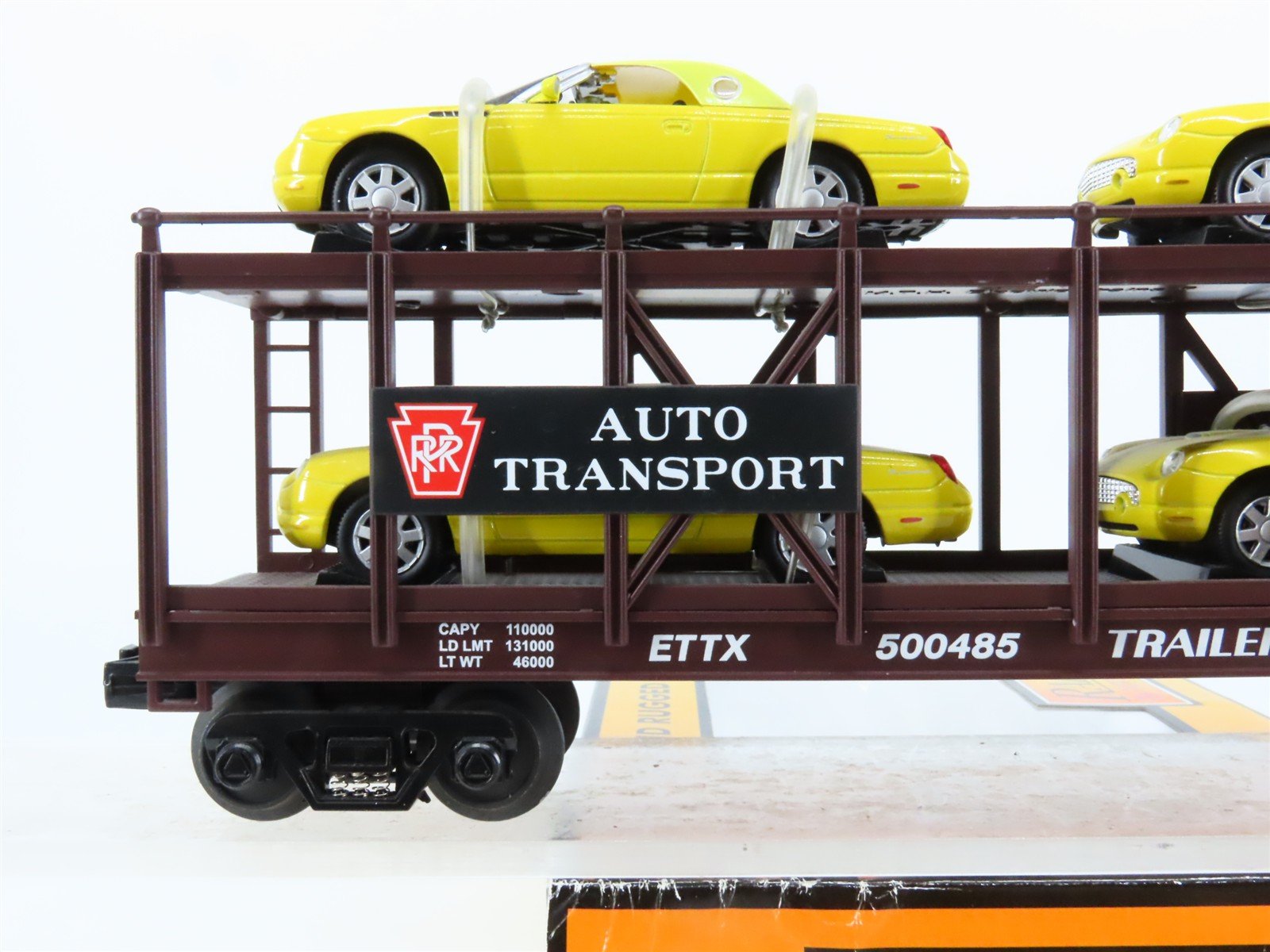 O27 Gauge 3-Rail MTH RailKing ETTX / PRR Auto Carrier #500485 w/ Ertl T-Birds