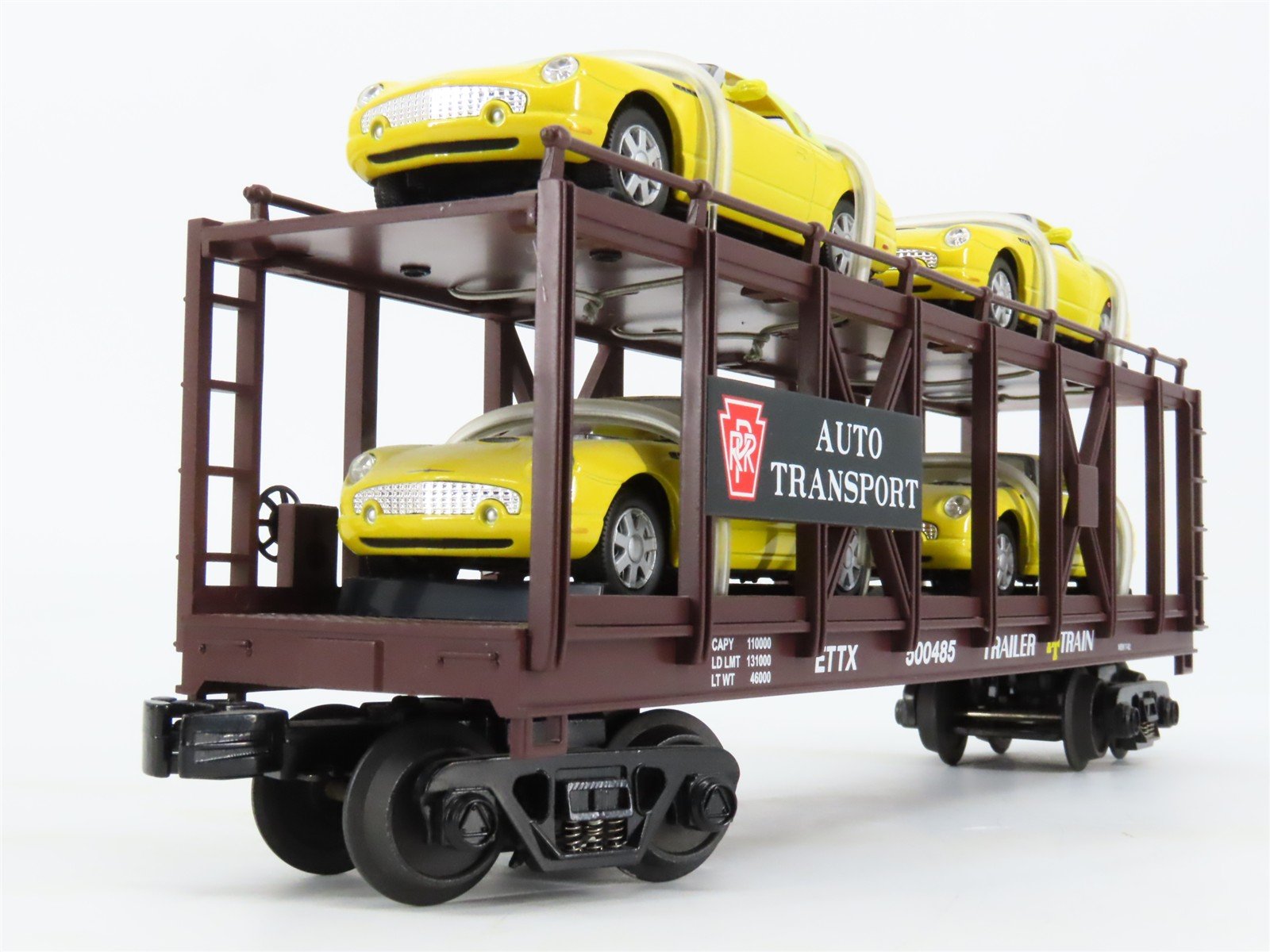 O27 Gauge 3-Rail MTH RailKing ETTX / PRR Auto Carrier #500485 w/ Ertl T-Birds