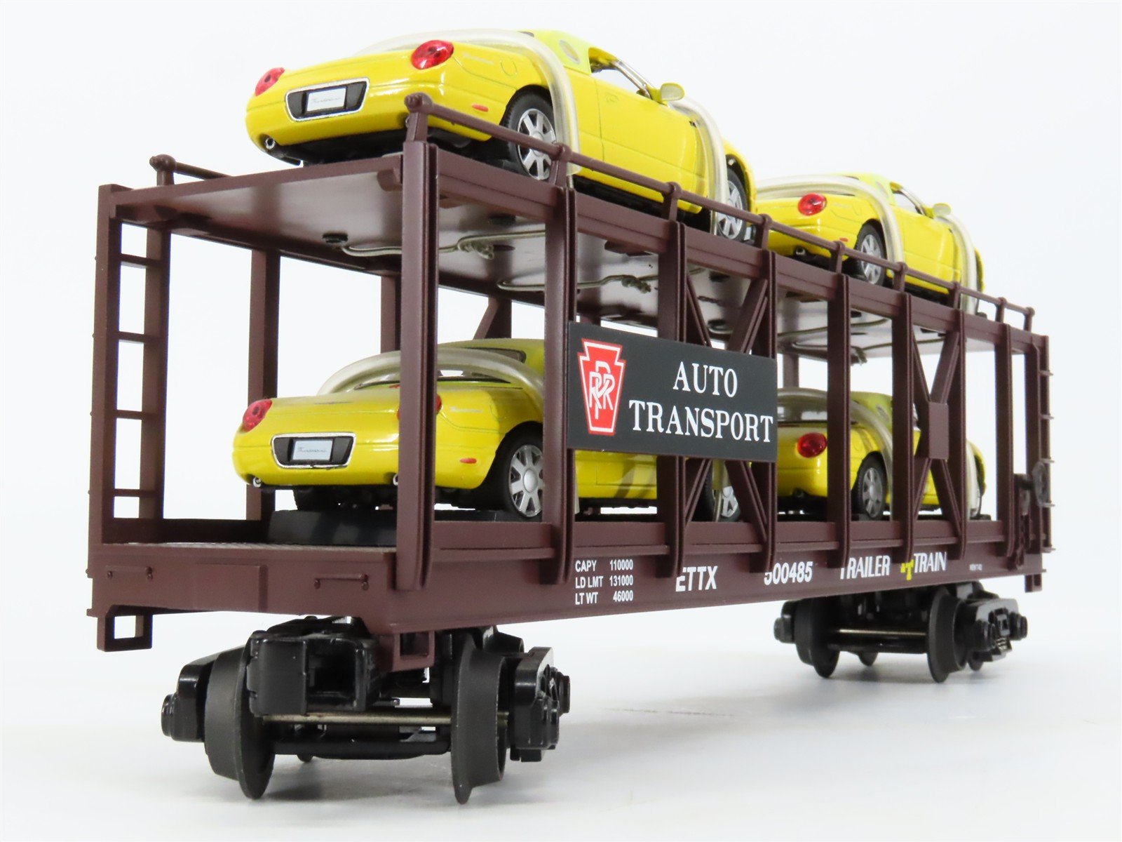 O27 Gauge 3-Rail MTH RailKing ETTX / PRR Auto Carrier #500485 w/ Ertl T-Birds