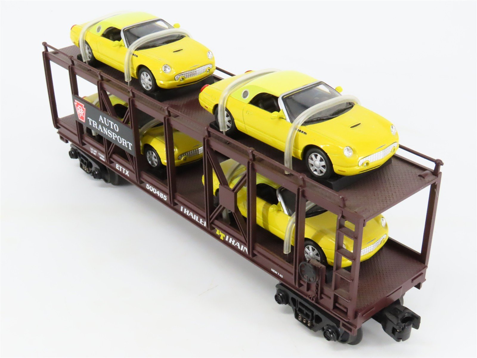 O27 Gauge 3-Rail MTH RailKing ETTX / PRR Auto Carrier #500485 w/ Ertl T-Birds