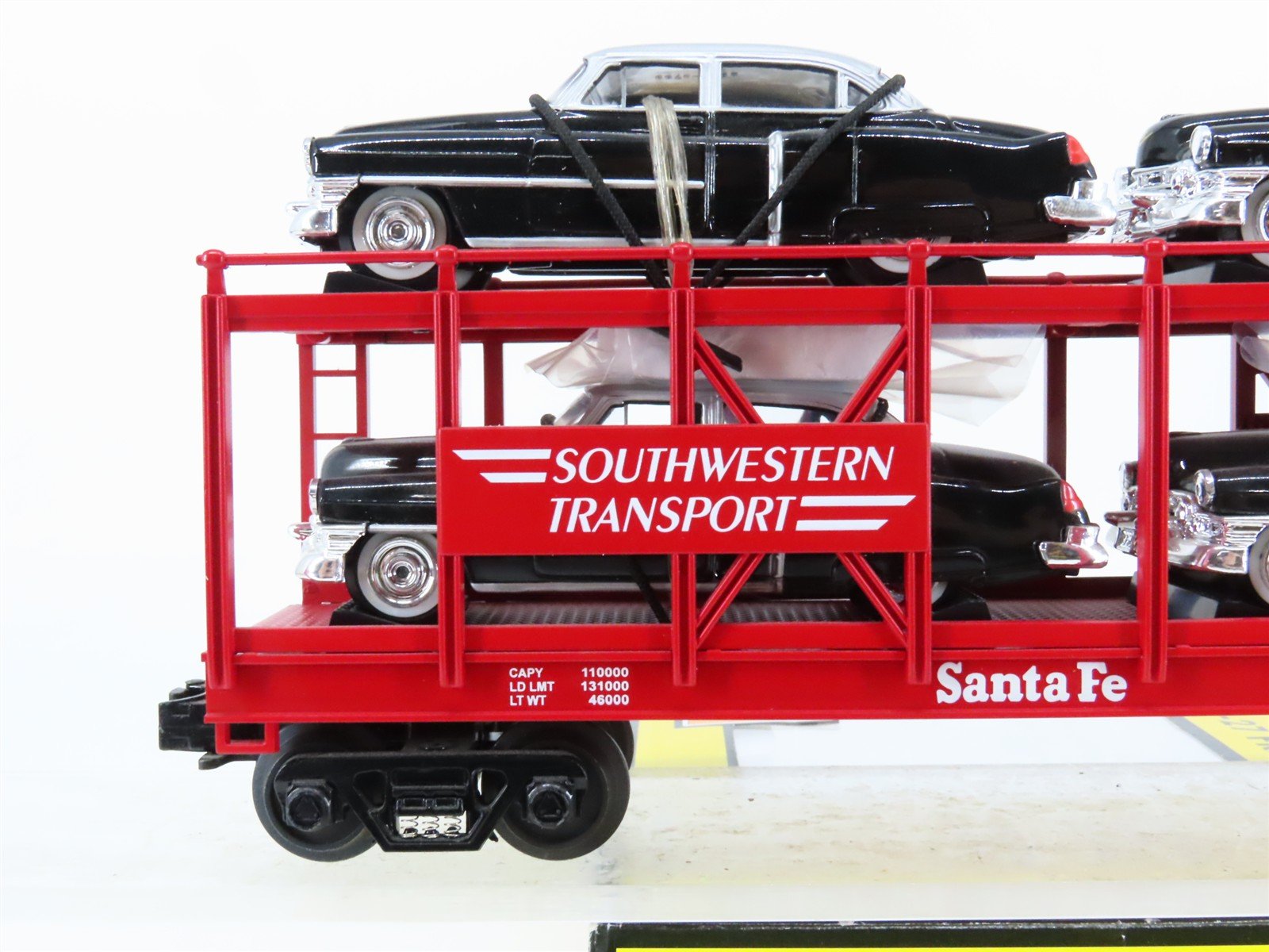 O27 3-Rail MTH RailKing 30-7659 ATSF Auto Carrier #11070 w/ Ertl '52 Cadillacs
