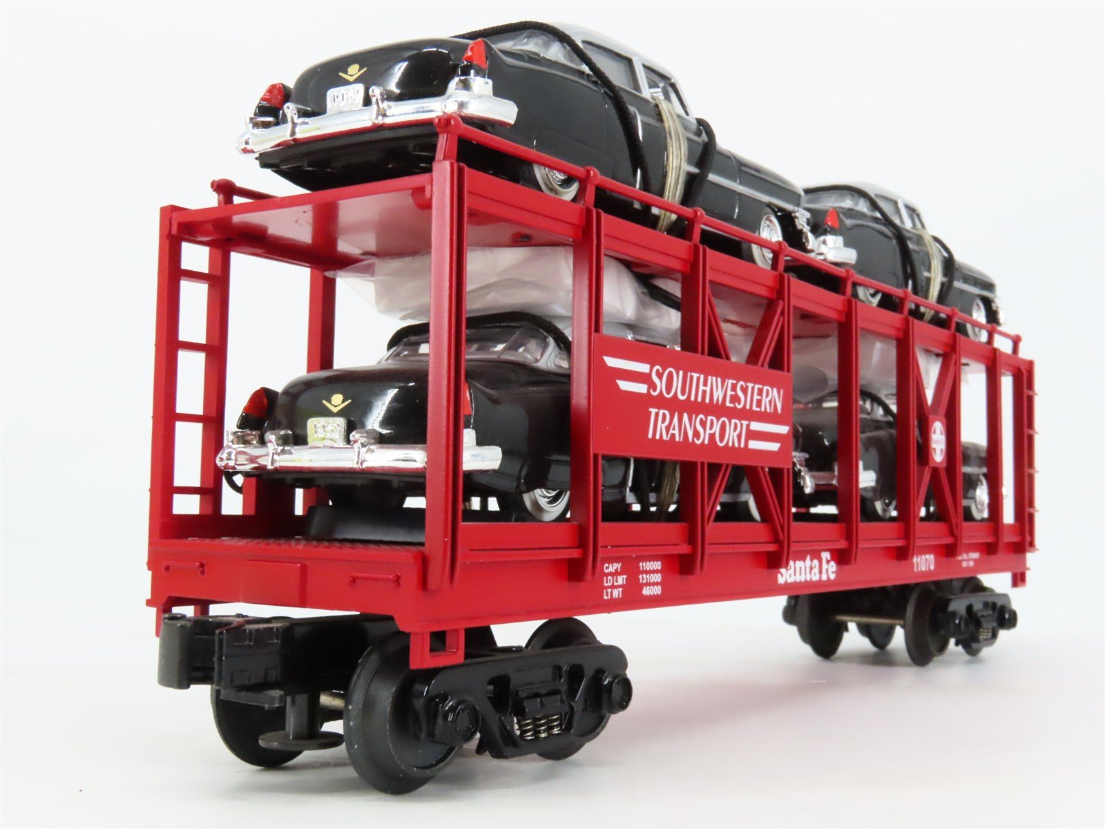 O27 3-Rail MTH RailKing 30-7659 ATSF Auto Carrier #11070 w/ Ertl '52 Cadillacs