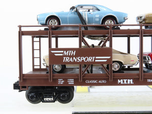 O27 3-Rail MTH RailKing 30-7638 Auto Carrier #6770 w/ Ertl 67 Firebird & 70 Nova