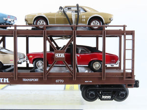 O27 3-Rail MTH RailKing 30-7638 Auto Carrier #6770 w/ Ertl 67 Firebird & 70 Nova