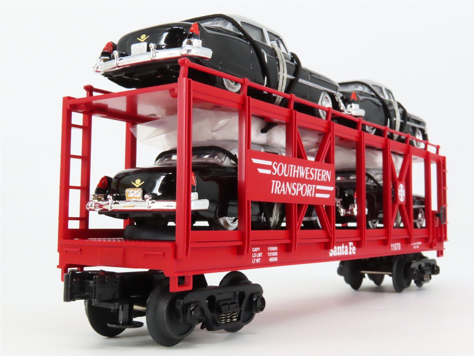O27 3-Rail MTH RailKing 30-7659 ATSF Auto Carrier #11070 w/ Ertl '52 Cadillacs