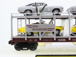 O27 3-Rail MTH RailKing 30-7694 Auto Carrier #7070 w/ Ertl '70 Chevy Novas