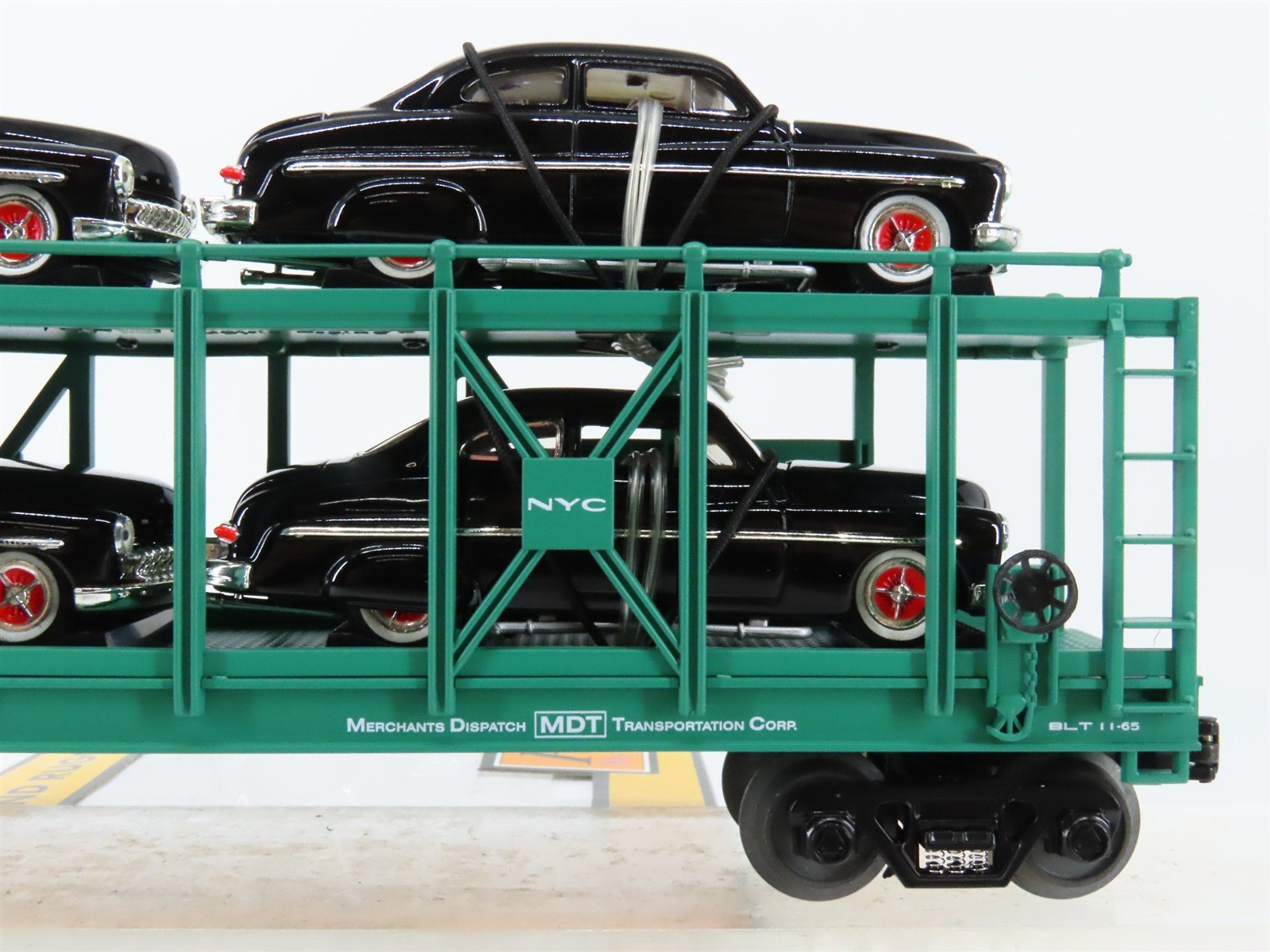 O27 3-Rail MTH RailKing 30-7682 MDAX NYC Auto Carrier #325 w/ Ertl '49 Mercurys