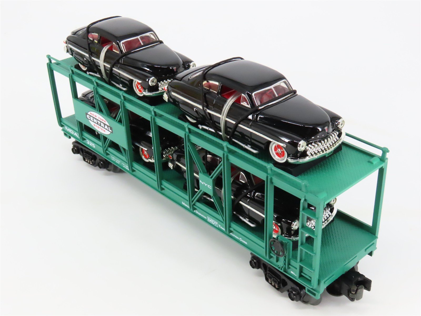 O27 3-Rail MTH RailKing 30-7682 MDAX NYC Auto Carrier #325 w/ Ertl '49 Mercurys