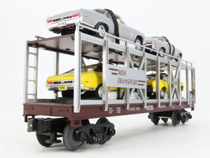 O27 3-Rail MTH RailKing 30-7694 Auto Carrier #7070 w/ Ertl '70 Chevy Novas