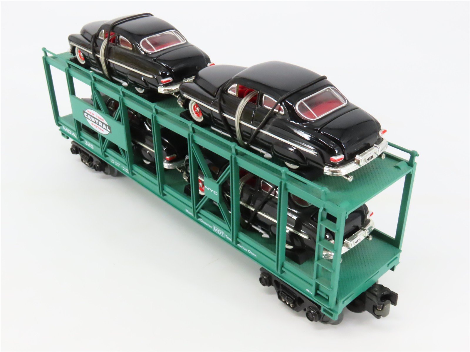 O27 3-Rail MTH RailKing 30-7682 MDAX NYC Auto Carrier #325 w/ Ertl '49 Mercurys