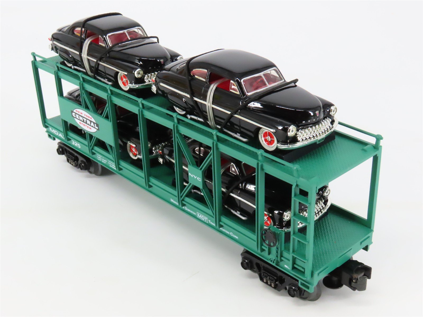 O27 3-Rail MTH RailKing 30-7682 MDAX NYC Auto Carrier #325 w/ Ertl '49 Mercurys