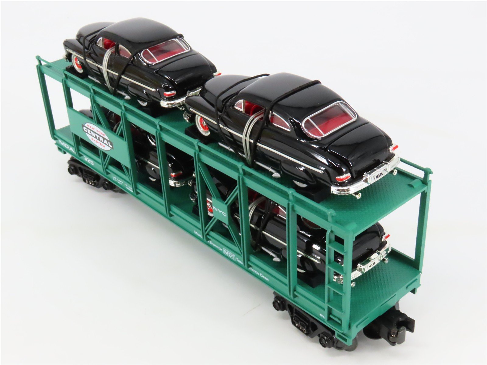O27 3-Rail MTH RailKing 30-7682 MDAX NYC Auto Carrier #325 w/ Ertl '49 Mercurys