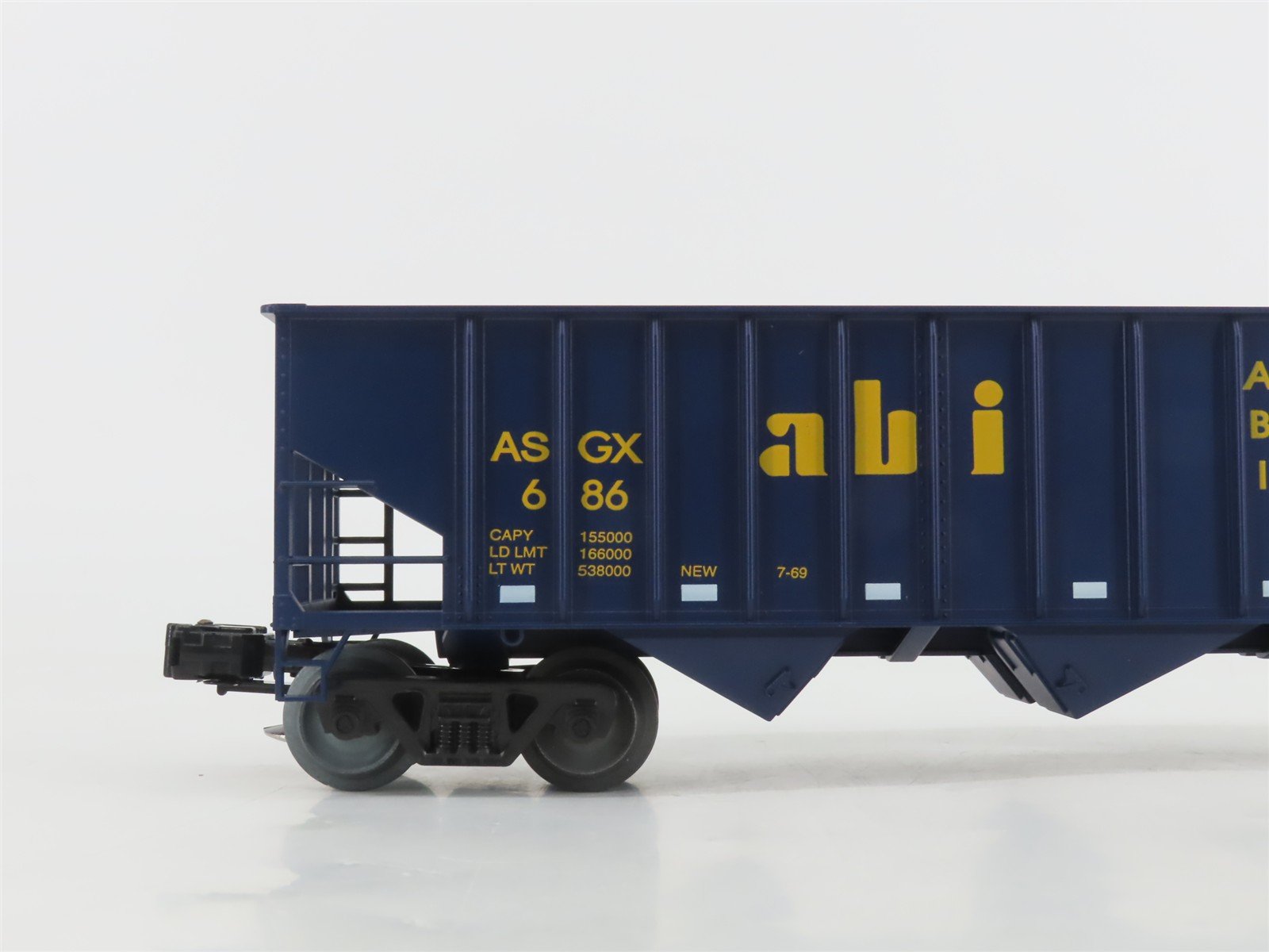 O Gauge 3-Rail Weaver 686 ASGX ABI Alaska Basic Industries 3-Bay Hopper #686