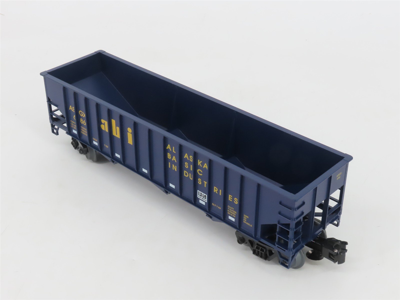 O Gauge 3-Rail Weaver 686 ASGX ABI Alaska Basic Industries 3-Bay Hopper #686