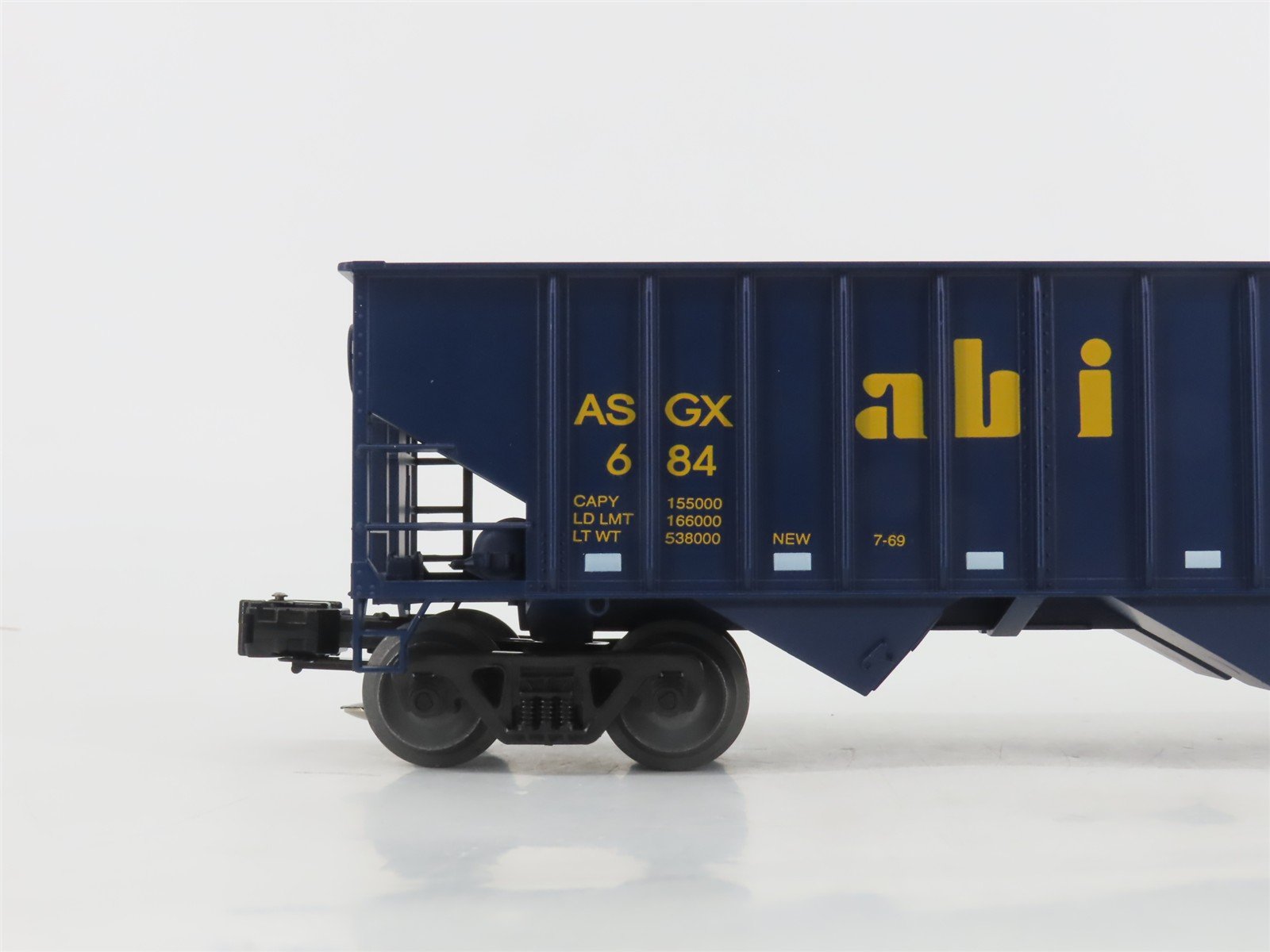 O Gauge 3-Rail Weaver 684 ASGX ABI Alaska Basic Industries 3-Bay Hopper #684