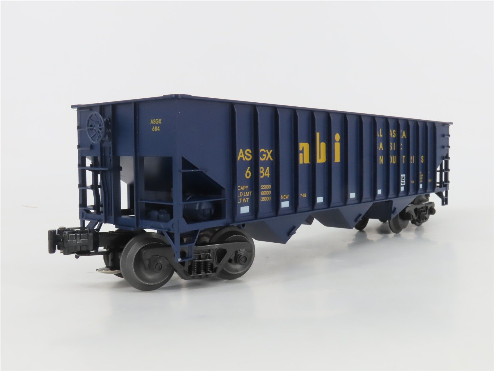 O Gauge 3-Rail Weaver 684 ASGX ABI Alaska Basic Industries 3-Bay Hopper #684