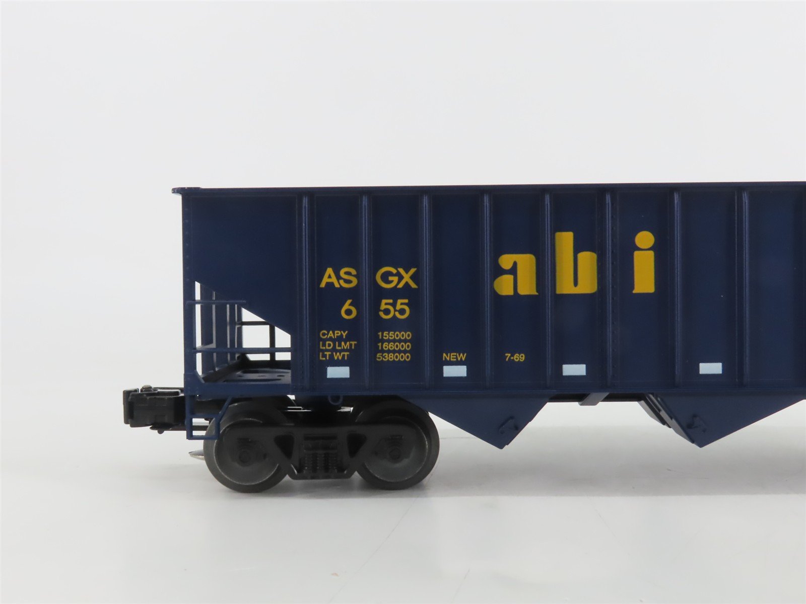 O Gauge 3-Rail Weaver 655 ASGX ABI Alaska Basic Industries 3-Bay Hopper #655