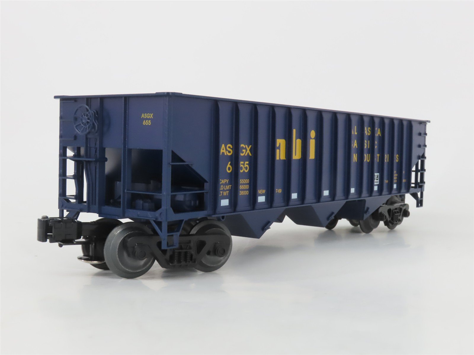 O Gauge 3-Rail Weaver 655 ASGX ABI Alaska Basic Industries 3-Bay Hopper #655