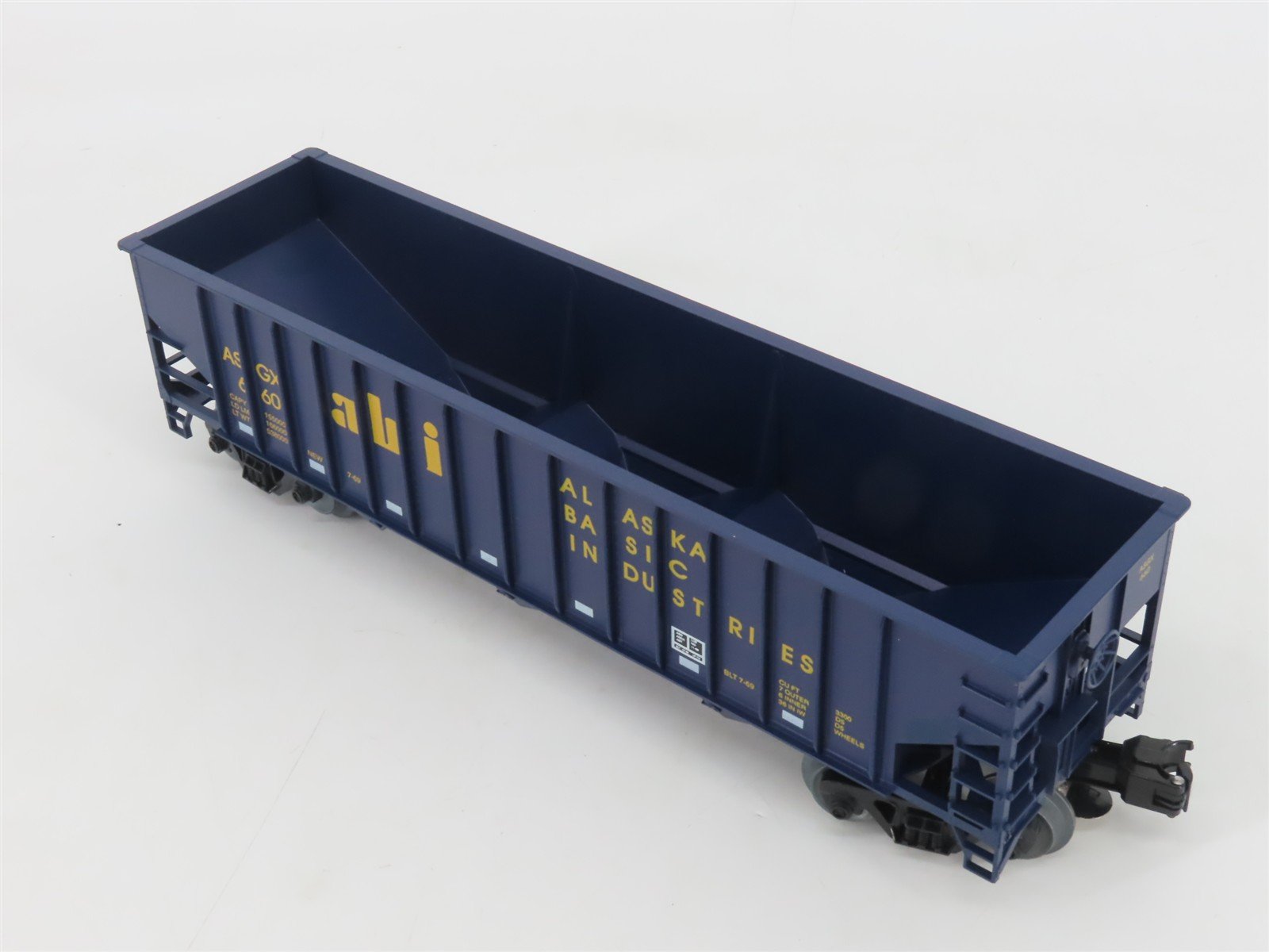 O Gauge 3-Rail Weaver 660 ASGX ABI Alaska Basic Industries 3-Bay Hopper #660