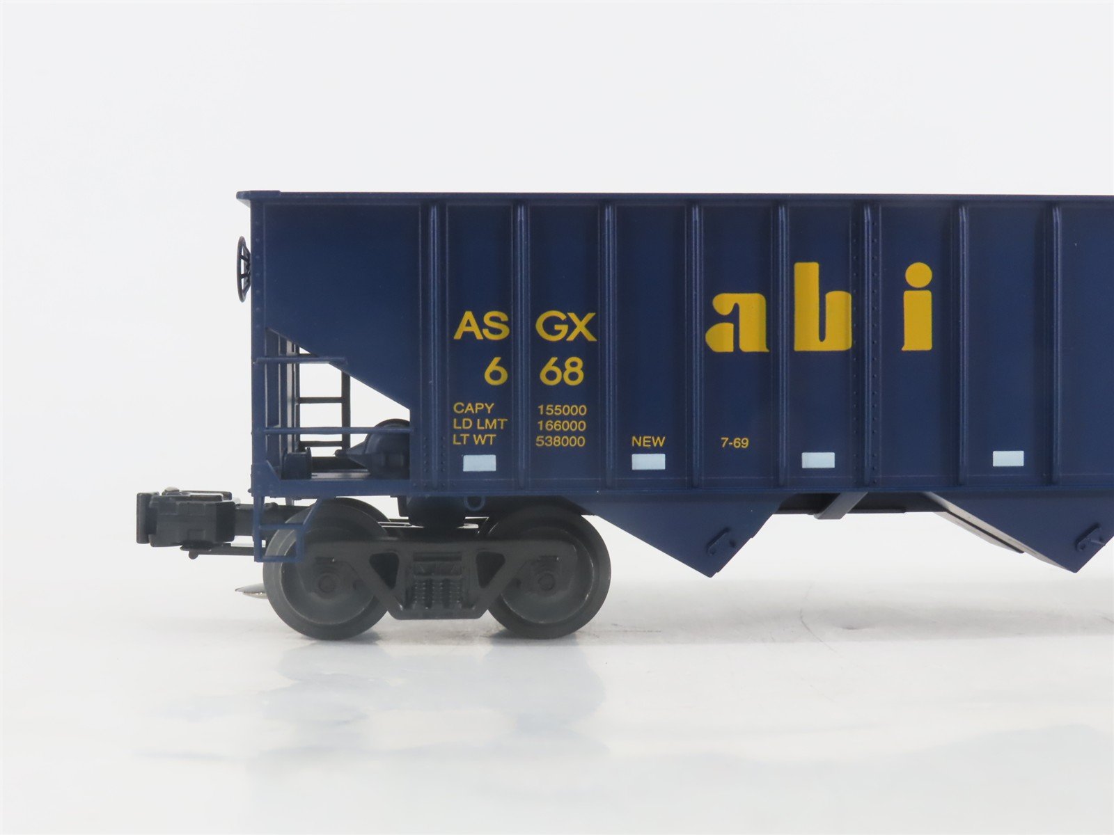 O Gauge 3-Rail Weaver 668 ASGX ABI Alaska Basic Industries 3-Bay Hopper #668