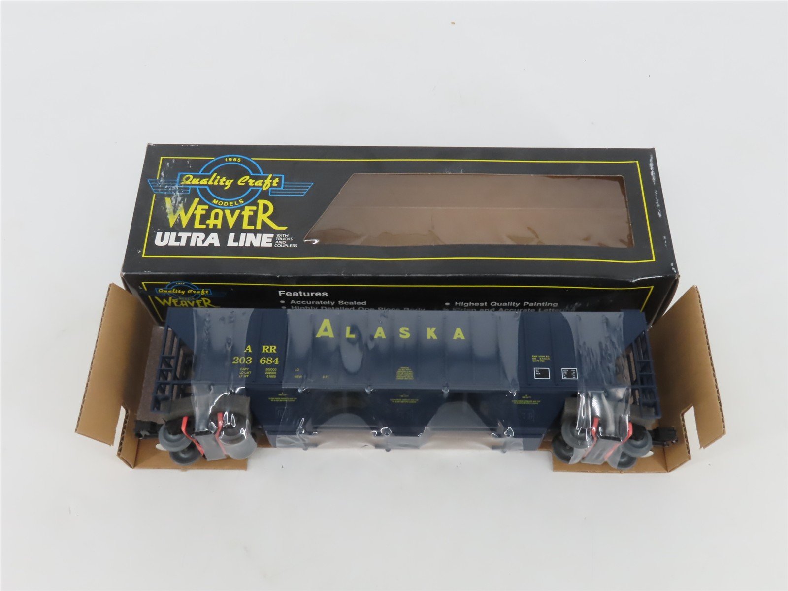 O 3-Rail Weaver 203684 ARR Alaska Railroad PS-2 CD 3-Bay Hopper Car #203684