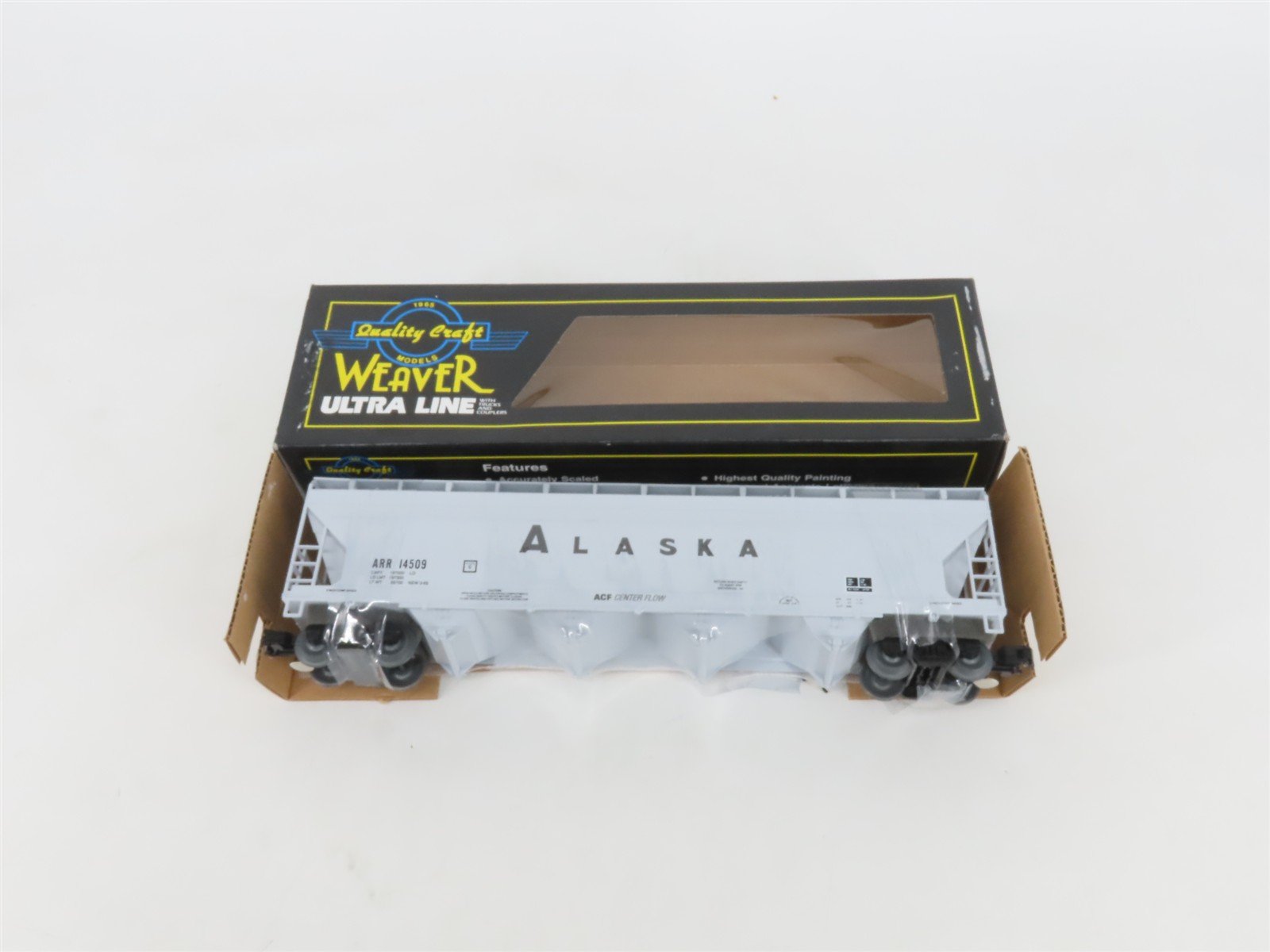 O 3-Rail Weaver 14509 ARR Alaska Railroad 4-Bay Covered Hopper Car #14509