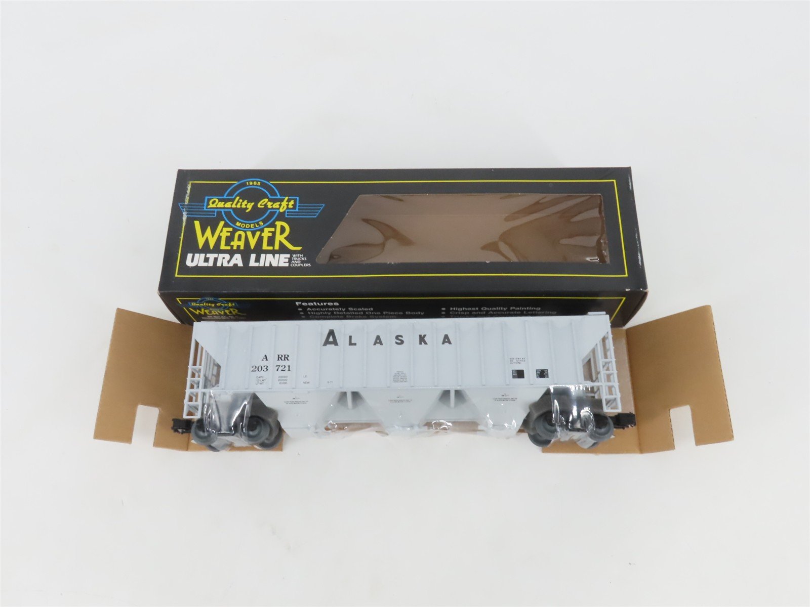 O 3-Rail Weaver 203721 ARR Alaska Railroad 3-Bay Covered Hopper Car #203721