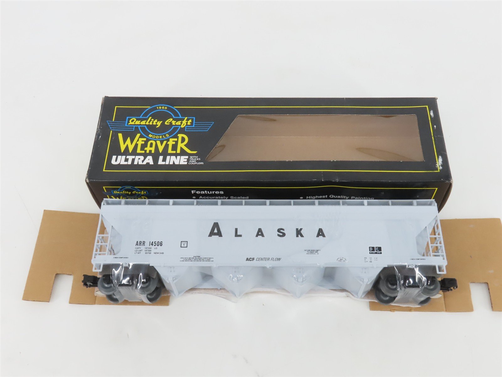 O Gauge 3-Rail Weaver 14506 ARR Alaska 4-Bay Covered Hopper #14506