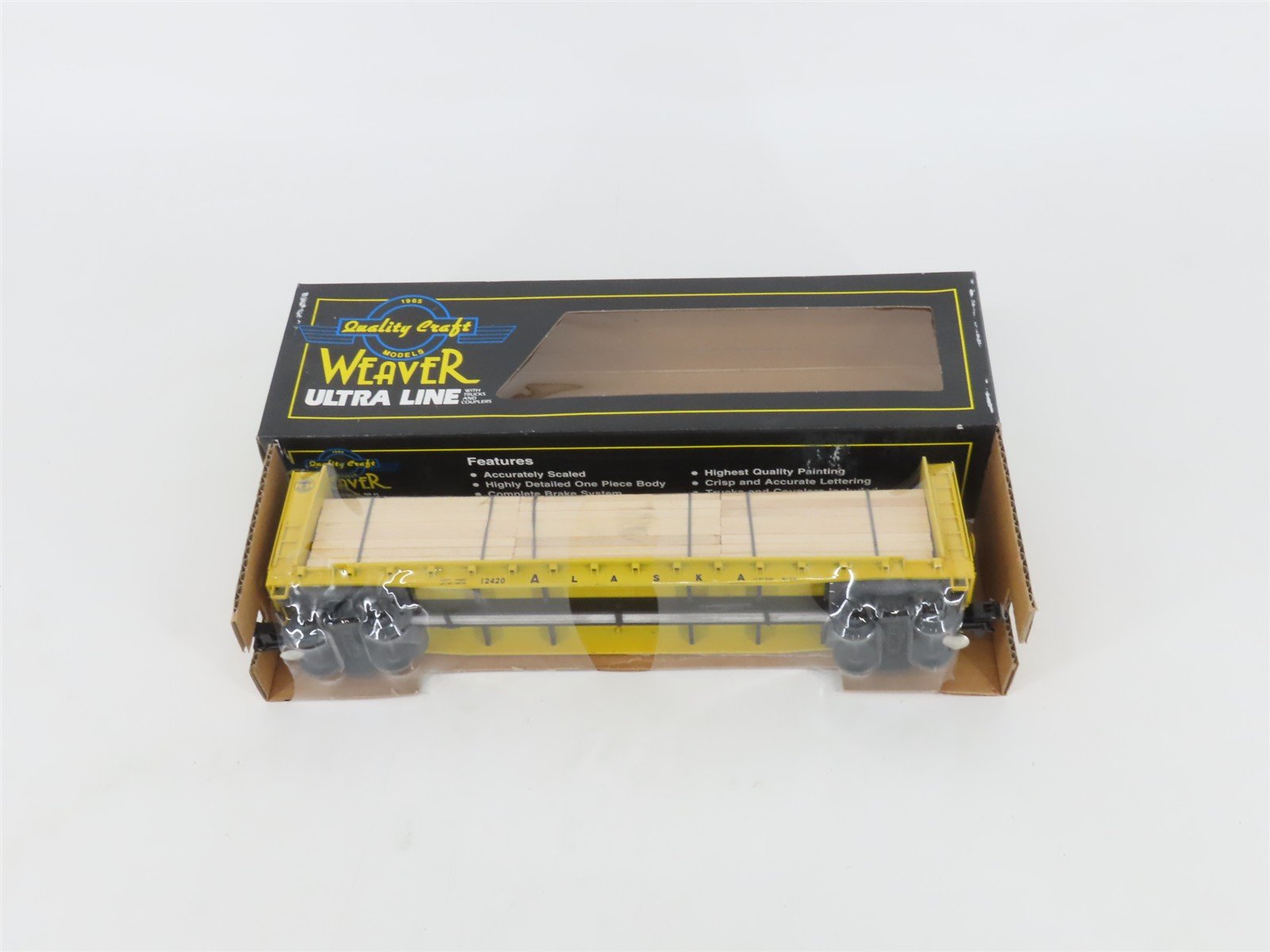 O Gauge 3-Rail Weaver 12420 ARR Alaska Bulkhead Flatcar #12420 w/Lumber Load