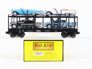 O 3-Rail MTH Rail King 30-7676 Auto Carrier #1957 w/ERTL Chrysler & Mercury Cars