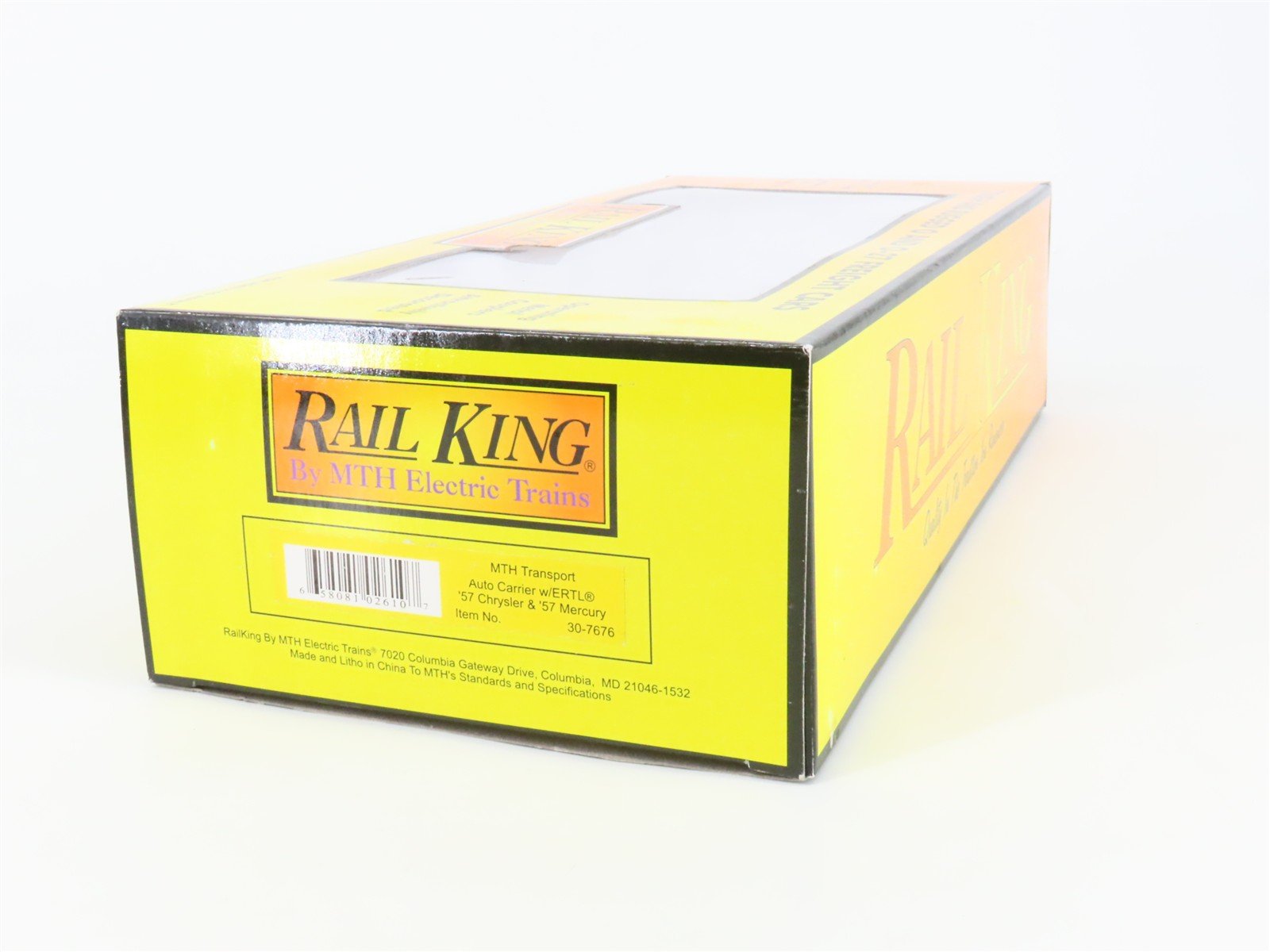 O 3-Rail MTH Rail King 30-7676 Auto Carrier #1957 w/ERTL Chrysler & Mercury Cars