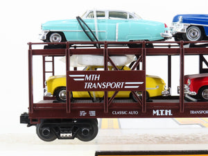 O 3-Rail MTH Rail King 30-7676 Auto Carrier #4952 w/ERTL Chrysler & Mercury Cars