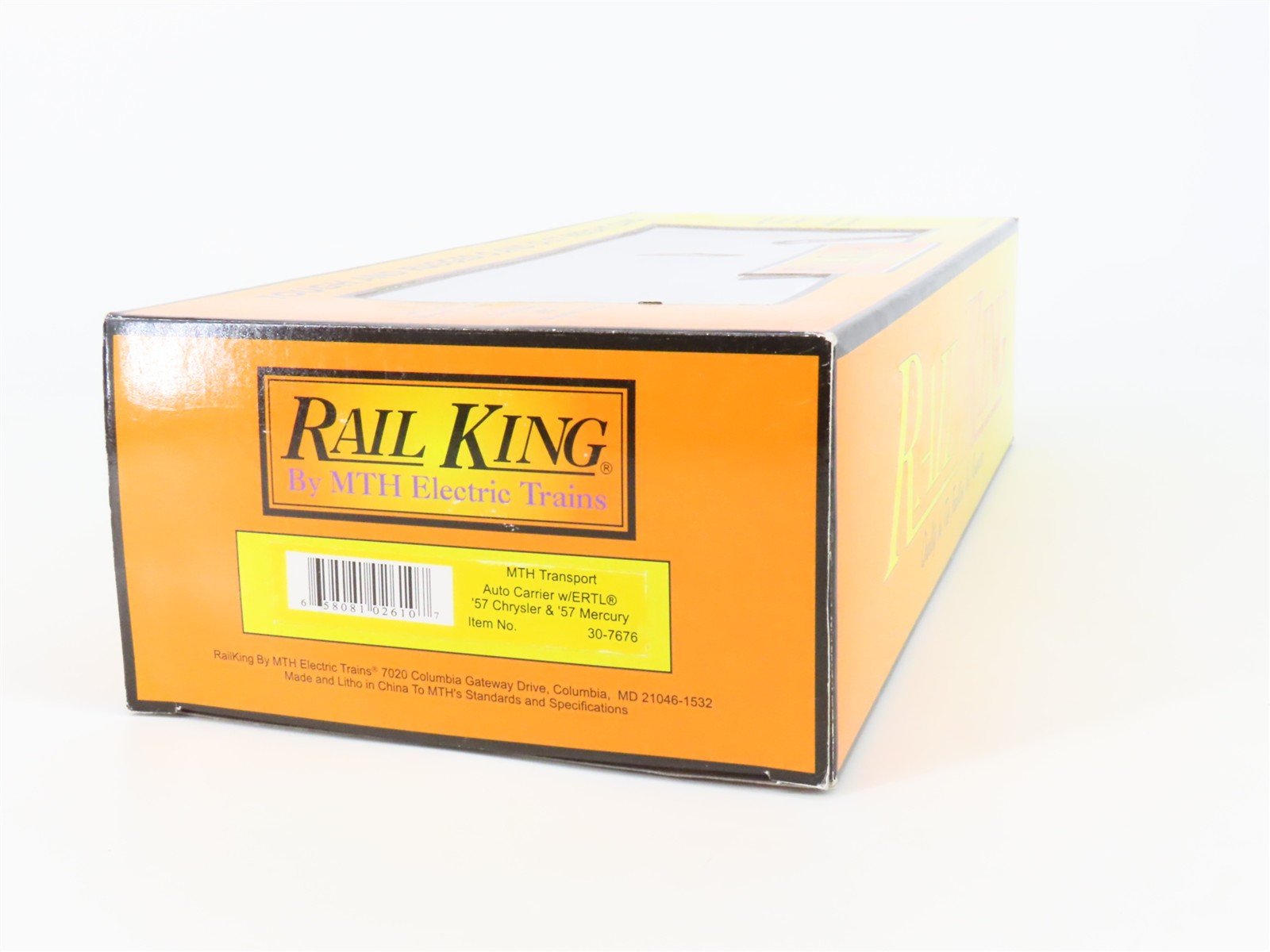 O 3-Rail MTH Rail King 30-7676 Auto Carrier #4952 w/ERTL Chrysler & Mercury Cars