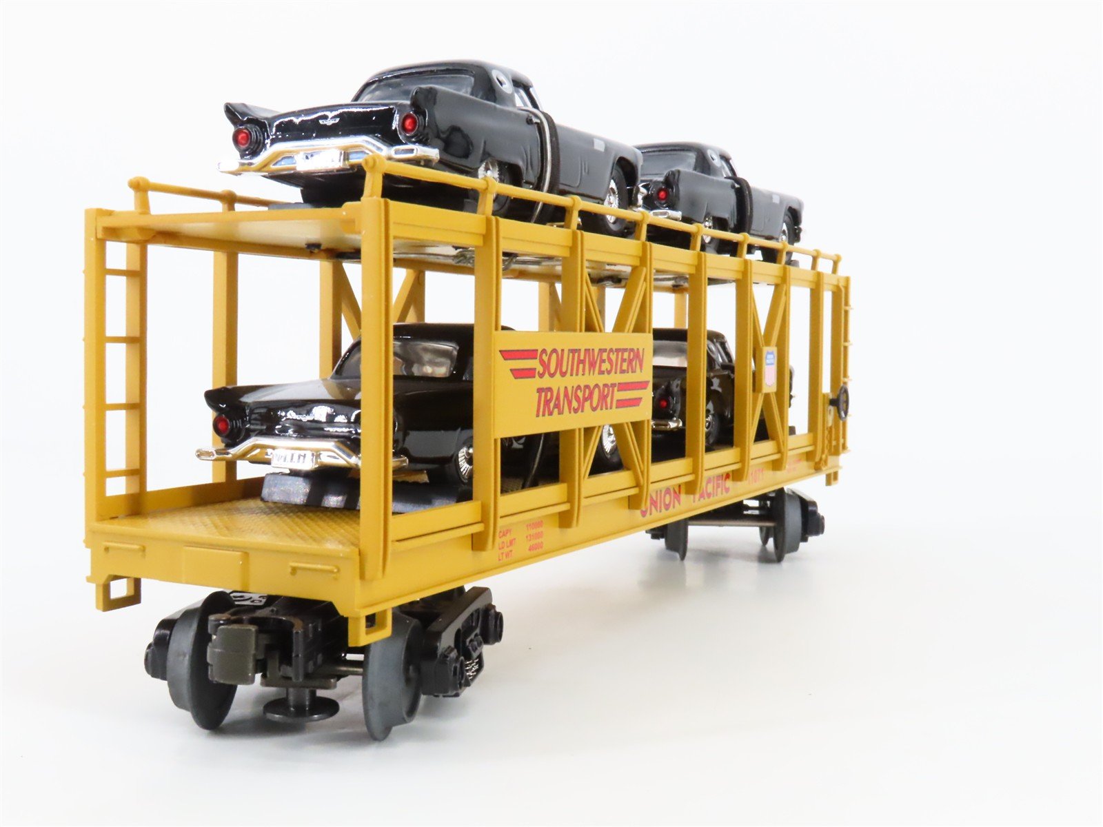 O 3-Rail MTH Rail King 30-7674 UP Auto Carrier #11071 w/ERTL T-Bird Cars