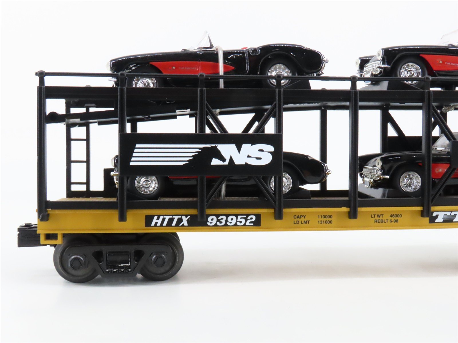 O 3-Rail MTH Rail King 30-76444 NS Auto Carrier #93952 w/ERTL Corvettes Cars