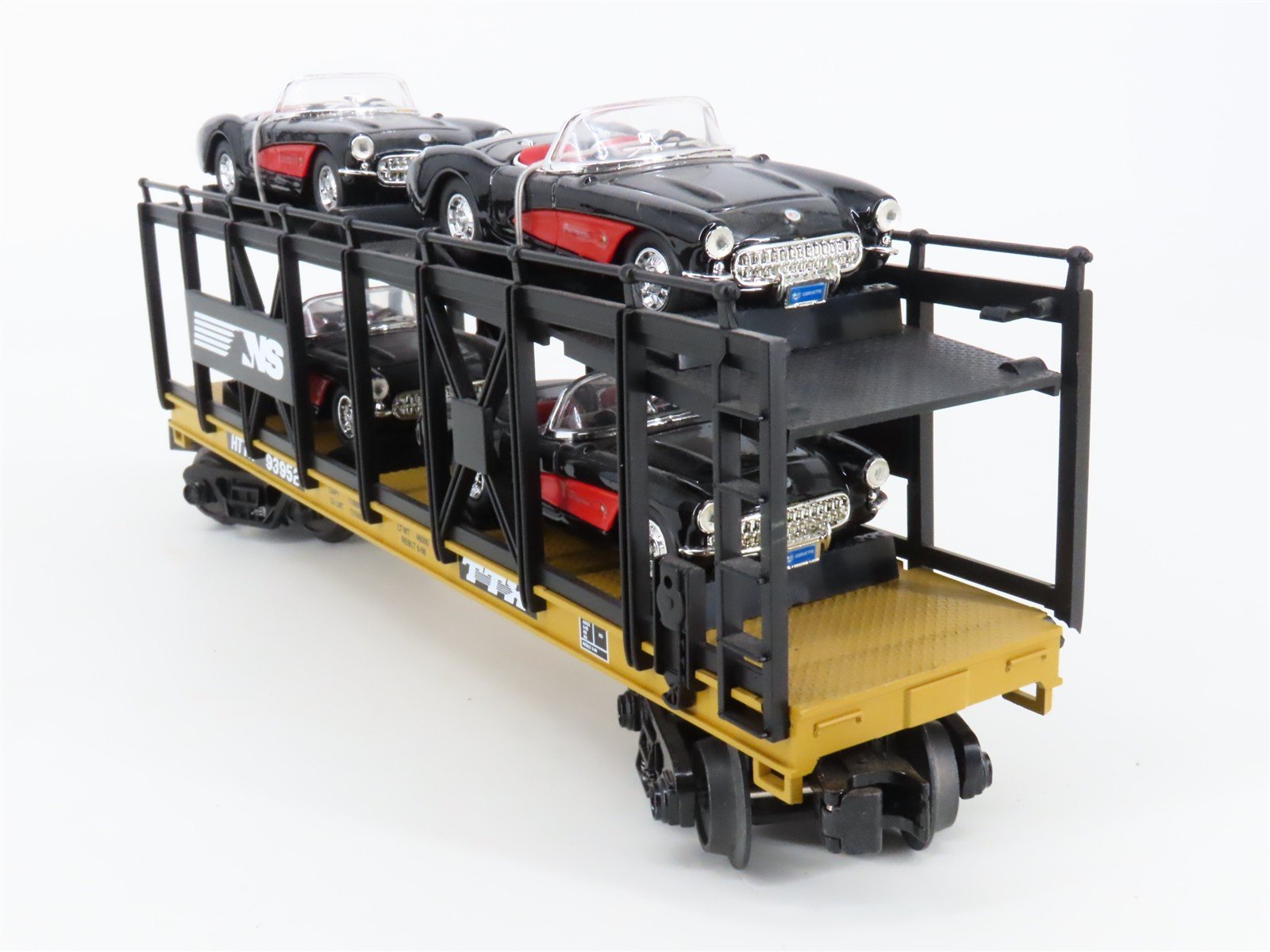 O 3-Rail MTH Rail King 30-76444 NS Auto Carrier #93952 w/ERTL Corvettes Cars