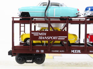 O Gauge 3-Rail MTH 30-7628 MTH Auto Carrier #4952 w/ERTL Cadillac & Ford Cars